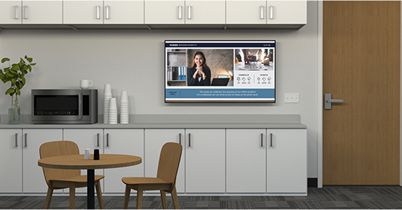 Digital signage in breakroom