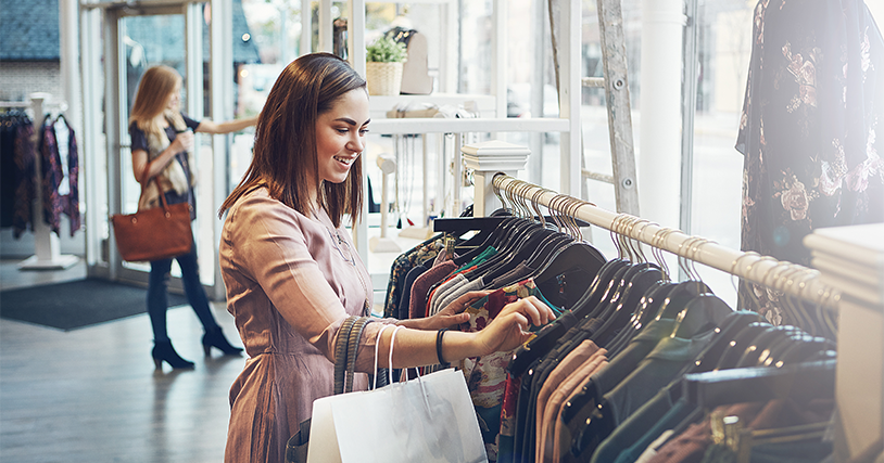 Woman shopping in retail store