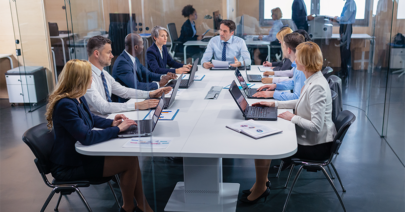 Executives participating in tabletop security exercise