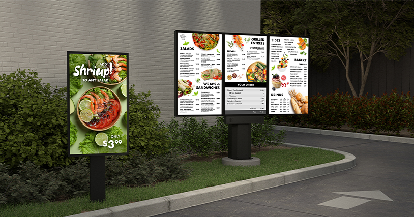 Drive thru outdoor digital signage