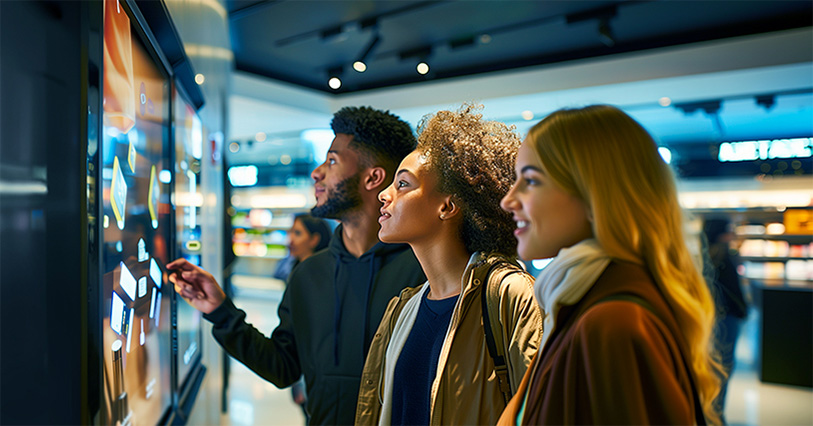 people interacting with a touch screen 