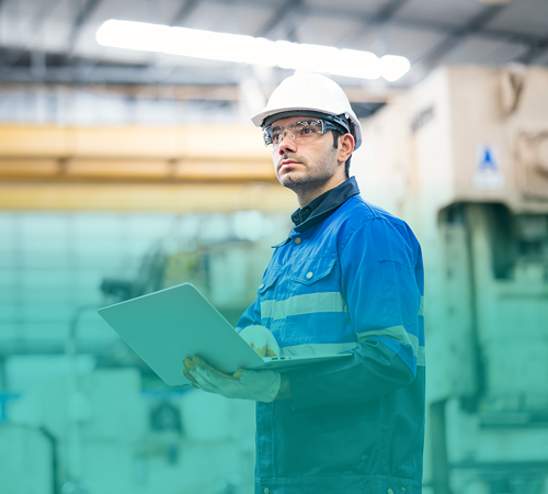 man assessing Managed SASE for Utilities  