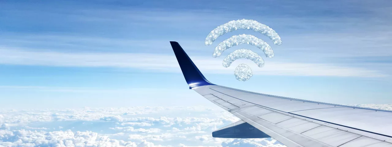 Plane flying with a wifi cloud above it