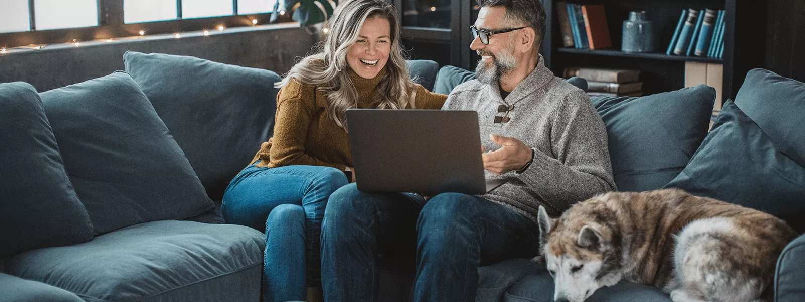 couple using satellite internet